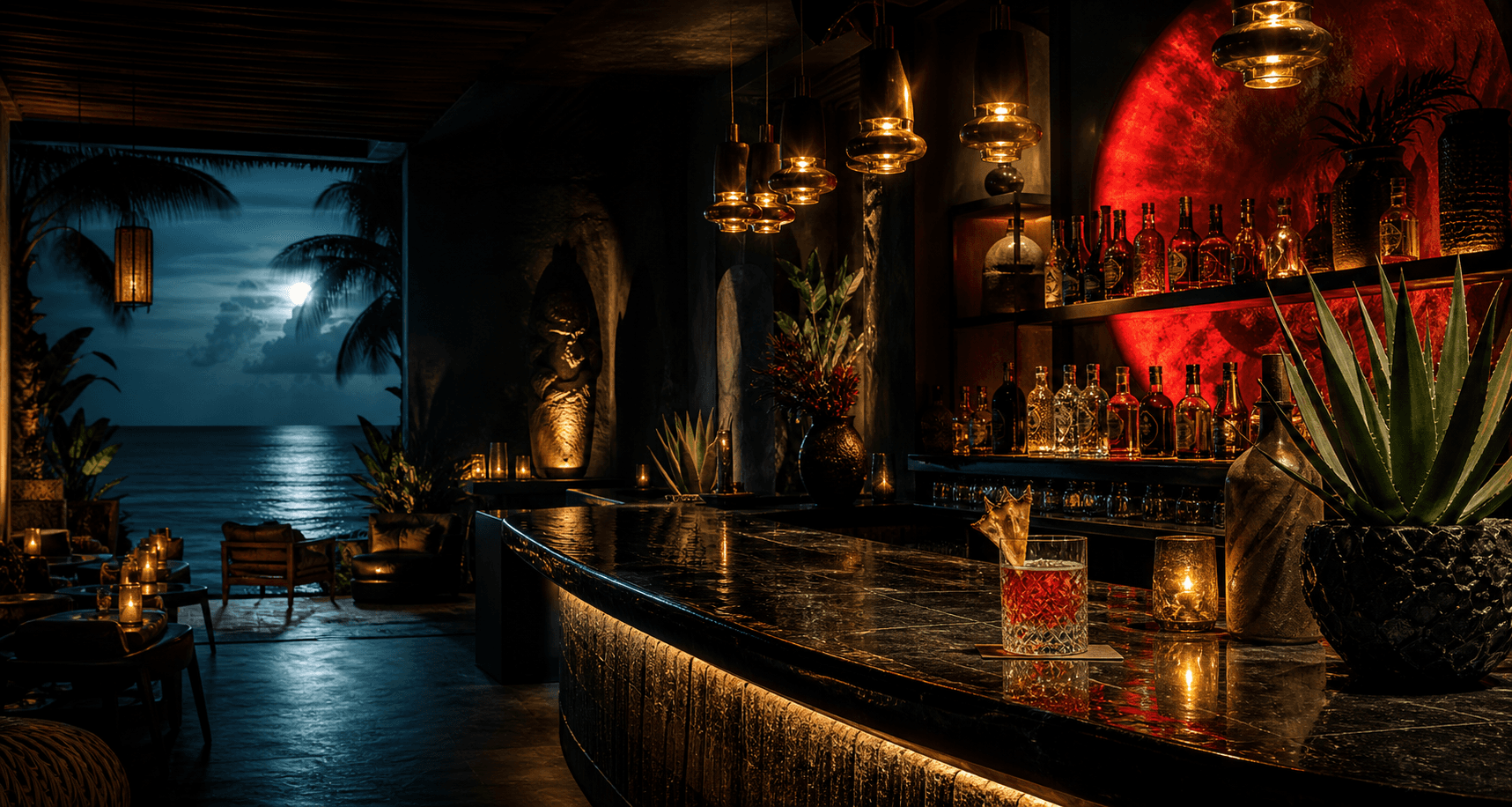 The bar at Hunter Bar Cancún